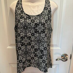 Papaya Racer Back Black White High Low Tank Top  M